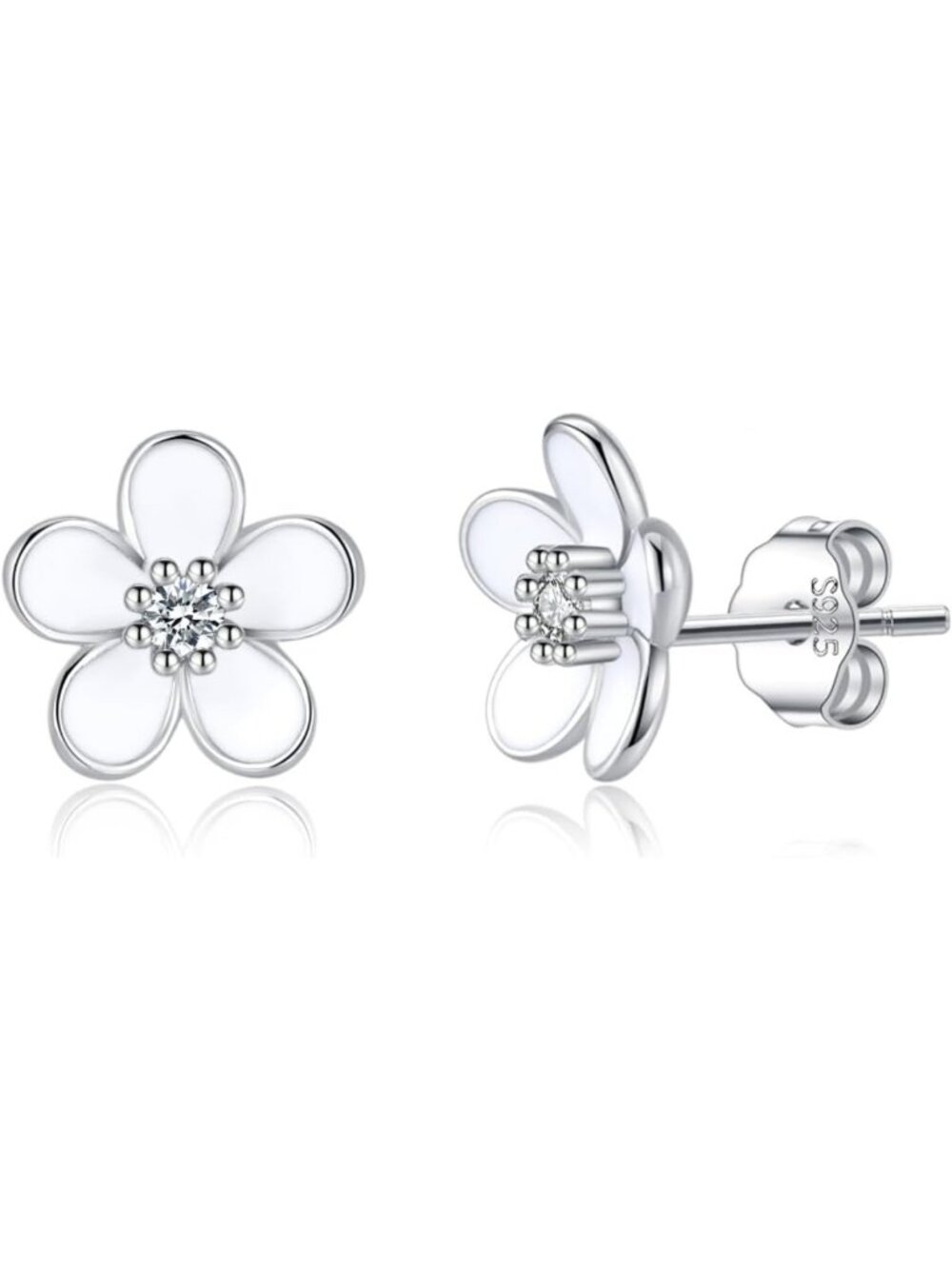 925 Sterling Silver Flower Stud Earrings for Women & Teens - Spring Style